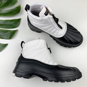 Sperry Duck Float Zip Up Rain Boots White Black SeaCycled Women's 8.5